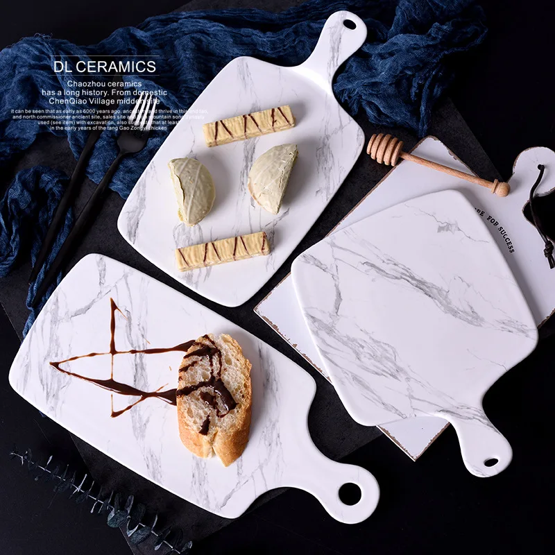 

LEKOCH Gratitude and feedback Popular marble pattern ceramic plate European Western steak plate bread plate