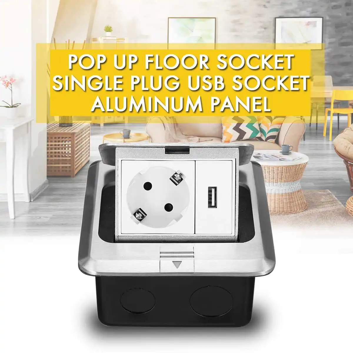 Всплывающее напольное гнездо из алюминиевой серебристой панели 16 А европейский