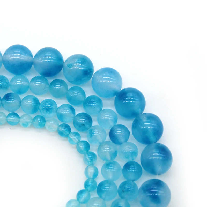 Бусины из натурального камня поплавковая синяя нить 4/6/8/10/12 мм для изготовления