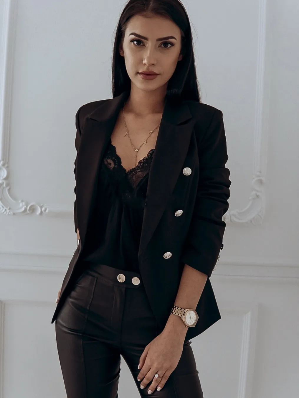 

Women Slim Suit Coat Female Double Breasted Business Office Lady Suit Button Coat Fashion Leisure Top S-3XL Women Blazers Top