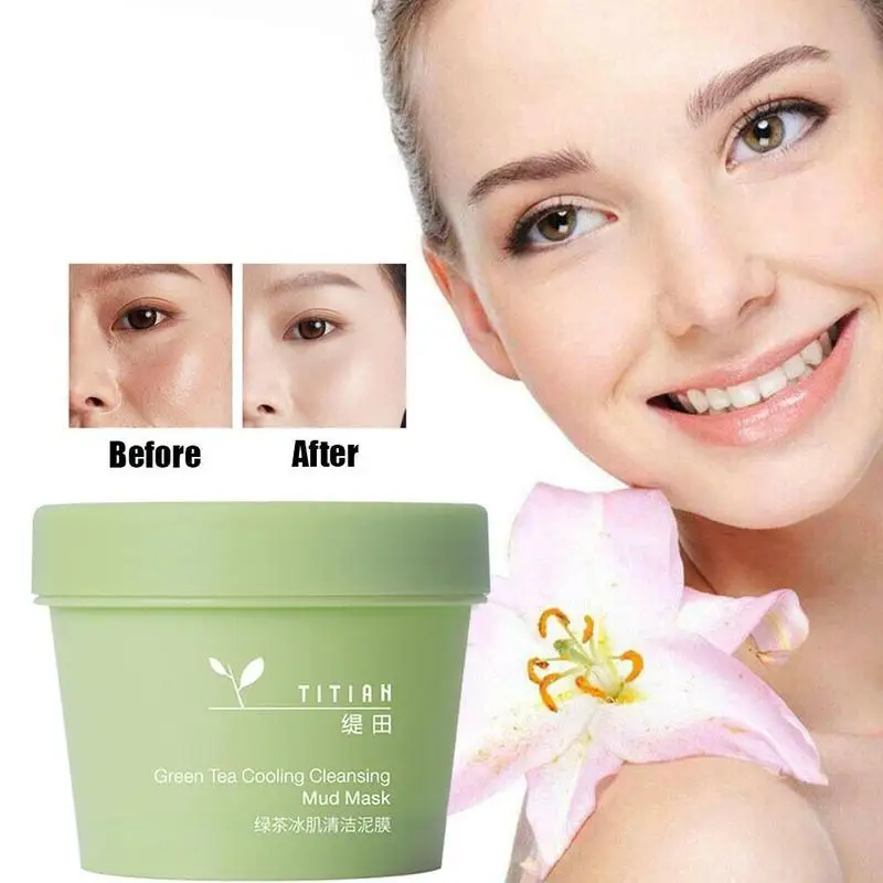 100G Green Tea Mask Deep Cleansing Blackheads Mud Mask Anti-Shrink Pores Acne Scar Exfoliate Face Skin Care