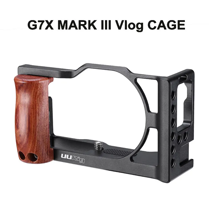 UURig C G7X Mark lll Vlog клетка для Canon корпуса клетки с деревянной рукояткой 1/4 винт видео