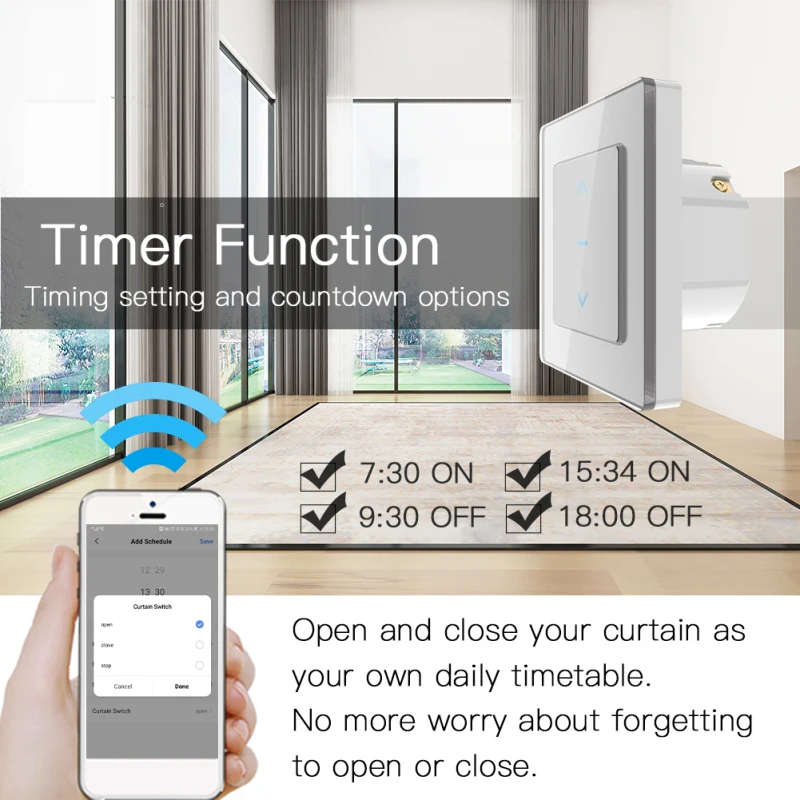 Tuya WiFi Smart Curtain Switch Touch Panle for Motorized Curtains and Roller Blinds work with Life App Alexa Google | Обустройство