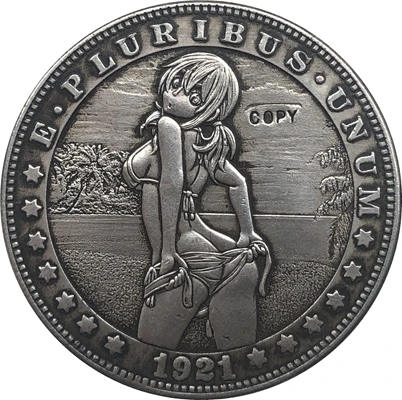 Hobo Nickel 1921 D копия монеты доллара США Моргана Тип 95|Безвалютные монеты| |