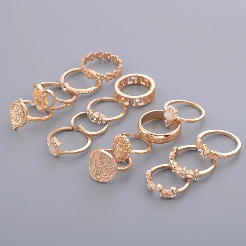 15 шт./компл. модные женские кольца сердце рука Фатимы Девы Марии крест лист полые