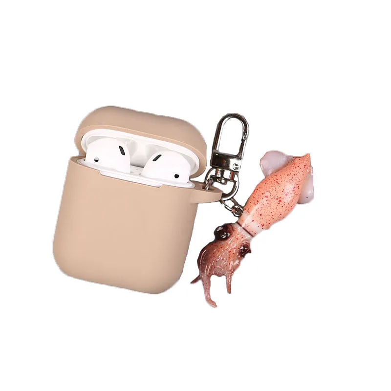 

3d Cartoon Imitation Squid Airpods Wireless Bluetooth Headset Cover 1 2 3 Soft Silicone Headset Cover Pendan Keychain
