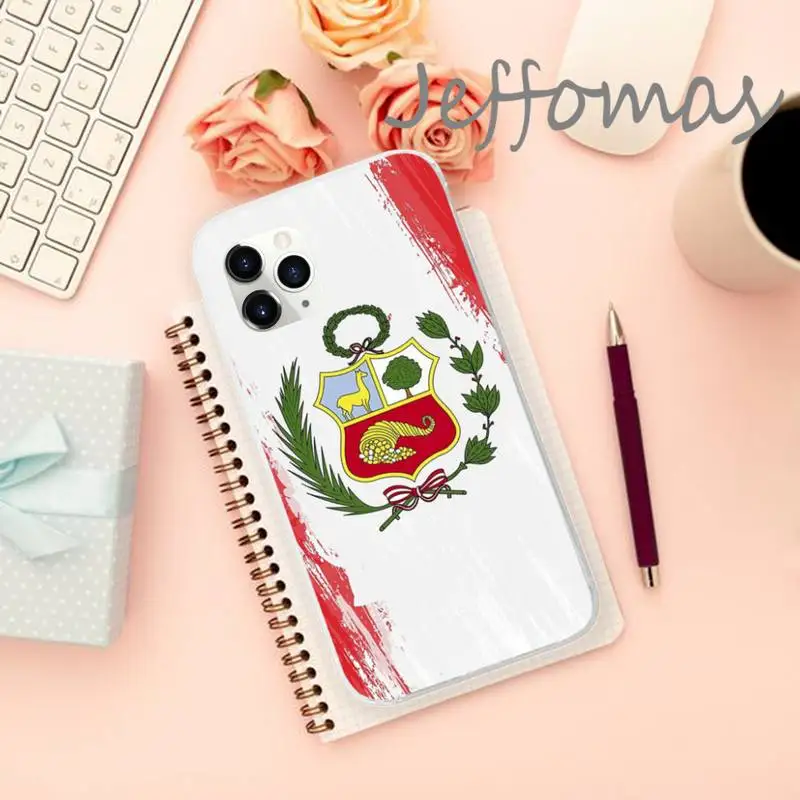

Peru Flag Coat Of Arms Phone Case Transparent soft For iphone 5 5s 5c se 6 6s 7 8 11 12 plus mini x xs xr pro max