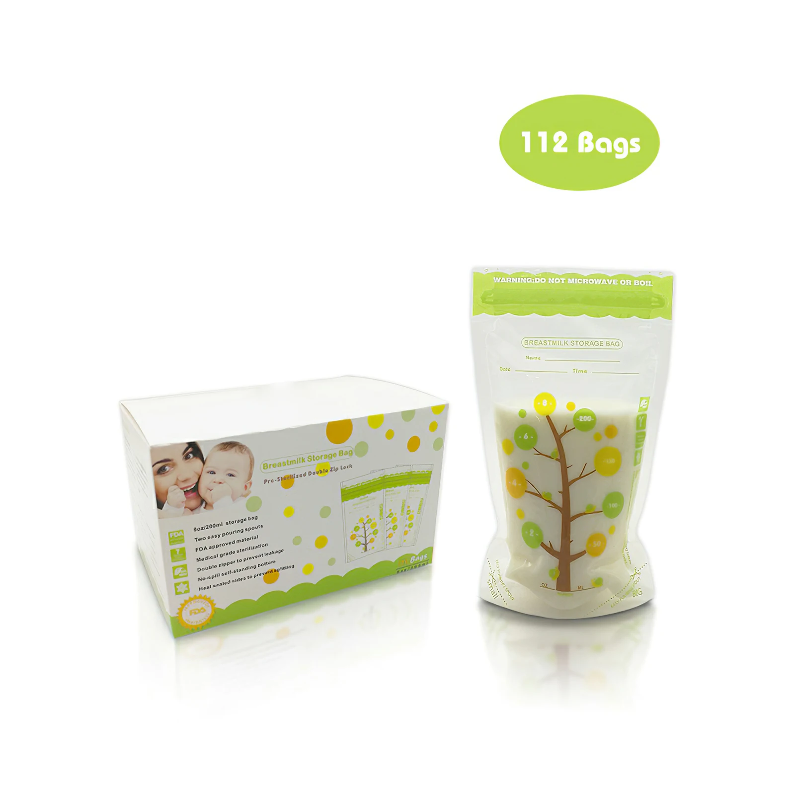 

Portable Baby Breastmilk Storage Bag Double Zipper Milk Pouch Anti-Leakage Storage Bags Self Standing Bottom Breastfeeding Pouch