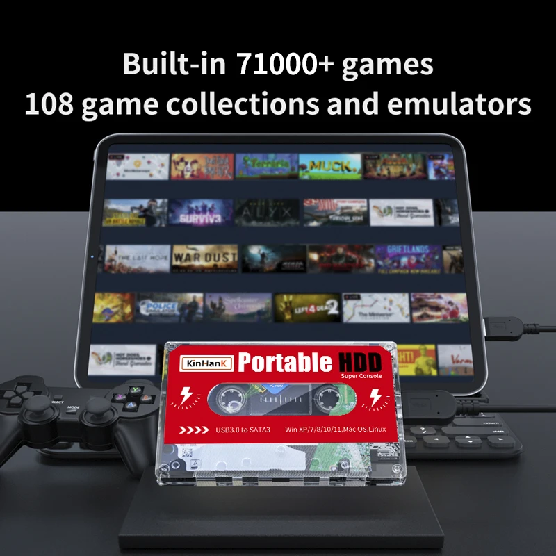 2T HDD Портативный внешний игровой жесткий диск SATA 3 для PS2/WII/SS/PS1/N64/DC / Laptop/PC/Super Console