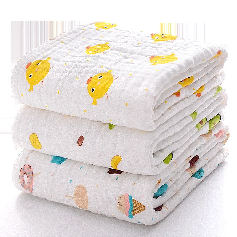 Chingaco Soft 4 Layers Cotton Gauze Newborn Baby Bath Towel for Kids Children Blanket 110*110 cm 10 Styles