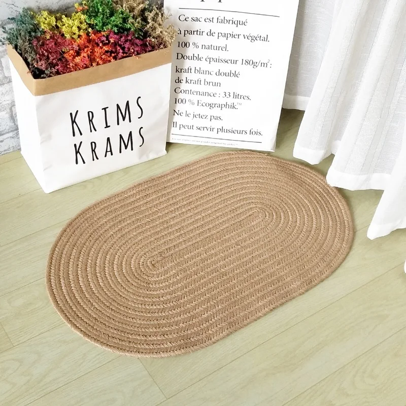 

47x73CM Jute Carpet for Simple Natural Non-slip Environmental Protection Style 100% Handmade Home Decoration Doormat