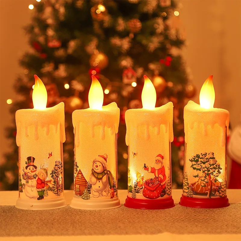 

New Year 2022 Merry Christmas Decorations for Home Santa Claus Christmas Flame Candle Lamp Xmas Ornament Navidad Noel 2021