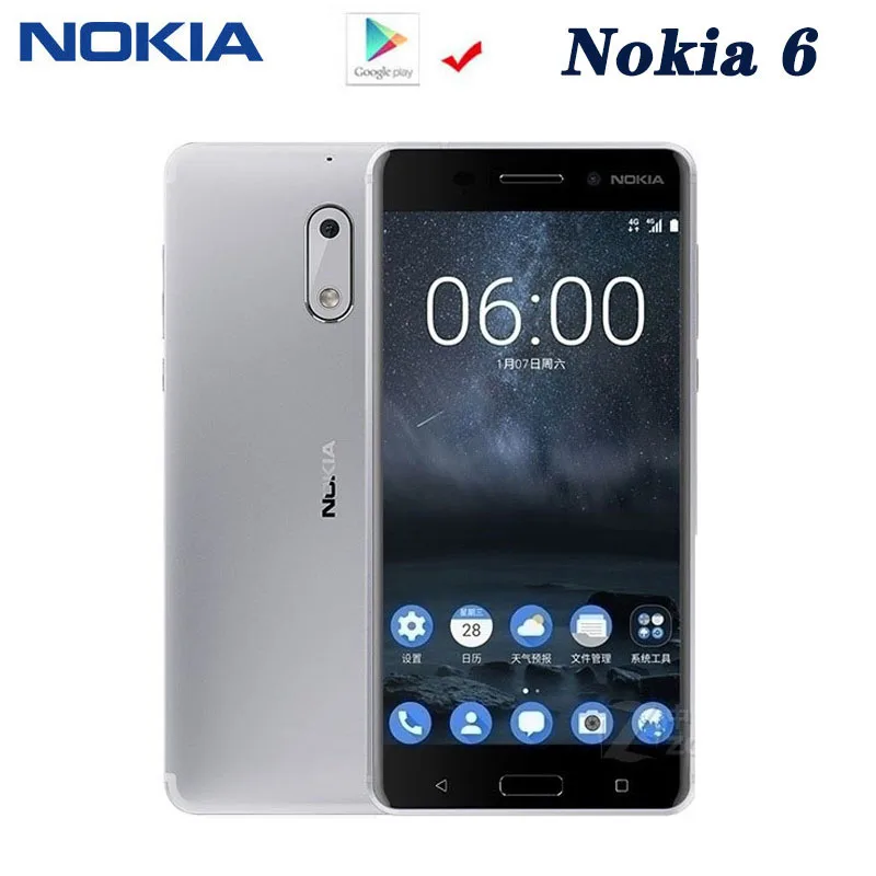 Nokia 6 – téléphone portable 7.0 pouces, smartphone, Android 5.5, Octa Core, 16.0 MP, reconnaissance d'empreintes digitales  (0)