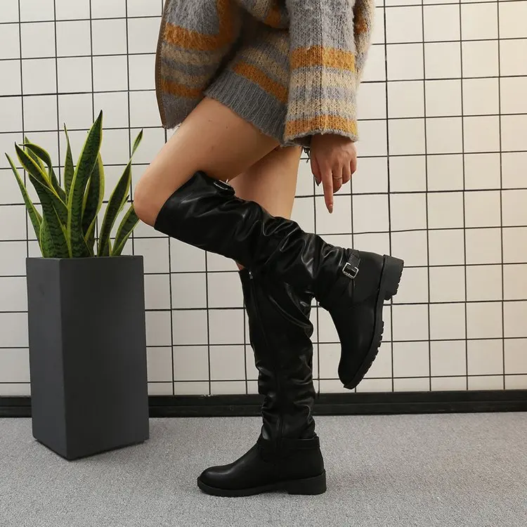 Женские высокие ботинки из искусственной кожи мартинсы на молнии сбоку большой