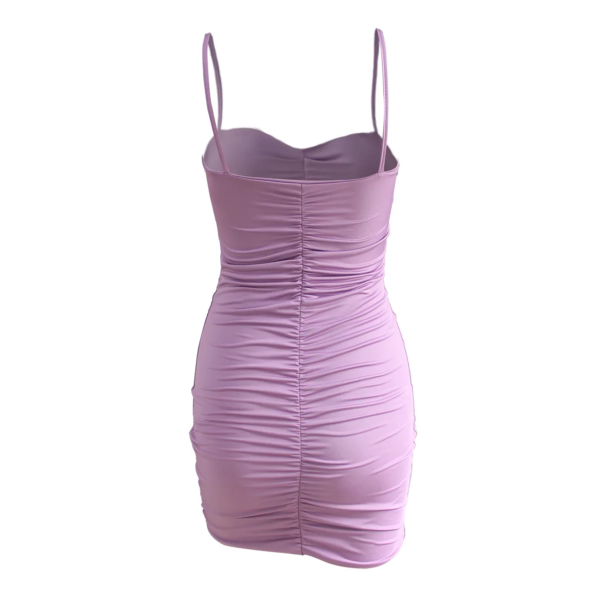 

Summer Sleeveless Sexy White Mini Dress Women Spaghetti Strap Purple Ruched Bodycon Dress Female Club Backless Party Dresses