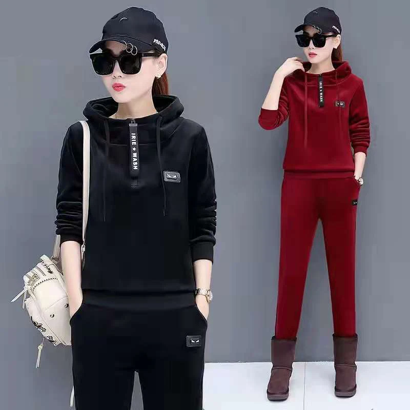 Новинка Осень-зима 2023 костюм для отдыха из двух частей бархатный плотный