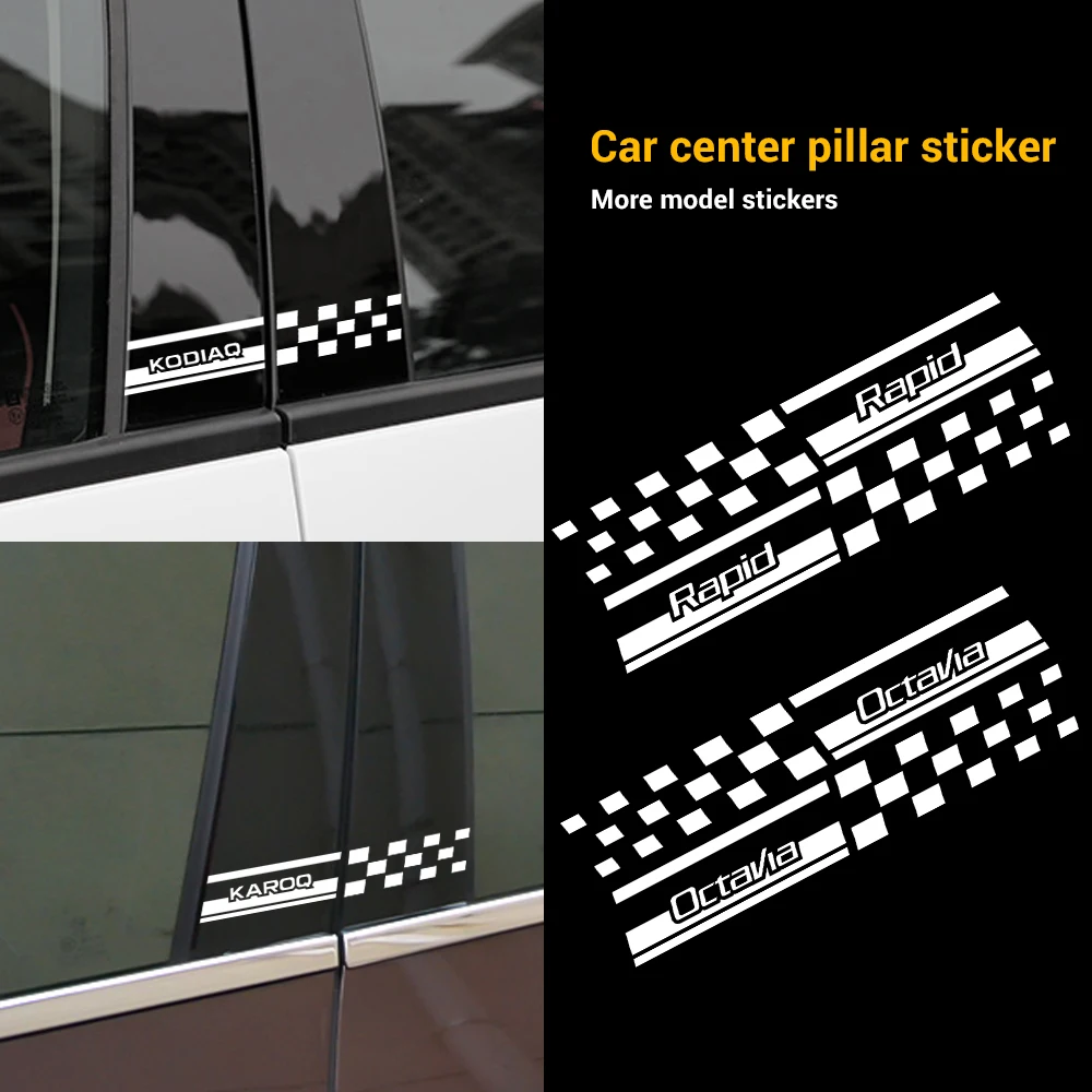 

2PCS Car Window B Pillar Center Pillar Decoration Stickers Decals for Skoda Karop Kamiq Octavia Rapid Fabia Superb Kodiaq Scala