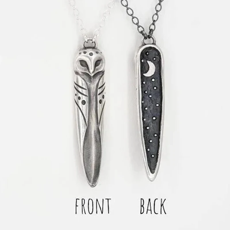 

Retro Fashion Creative Moon Star Owl Pendant Silver Color Necklace Geometric Jewelry Party Accessories Gift