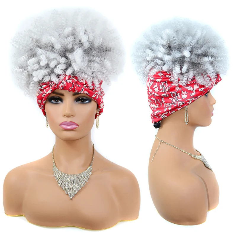 

DAN BO Bunch Rope Hair Wig Synthetic Short Curly Hair African Women Turban Wig Brazil Fluffy Hair Band Wig