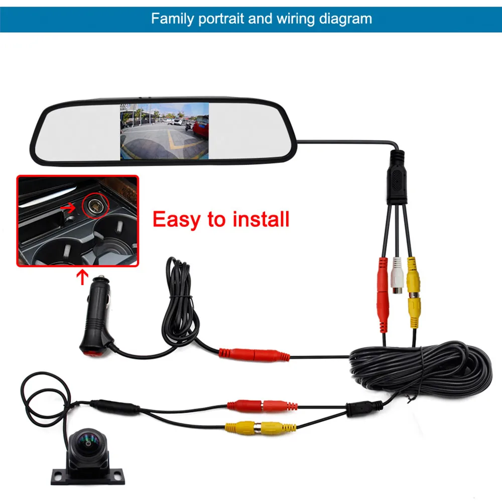 Комплект камеры заднего вида для автомобиля 4 3 дюйма ЖК-дисплей объектив рыбий