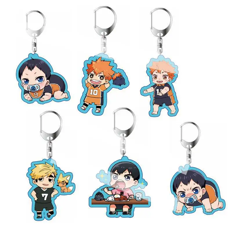 

Брелоки в виде фигурок японского Аниме Haikyuu Kageyama Hinata Kenma Kozume из акрила, декоративные подвесные брелоки, игрушки, 1 шт.