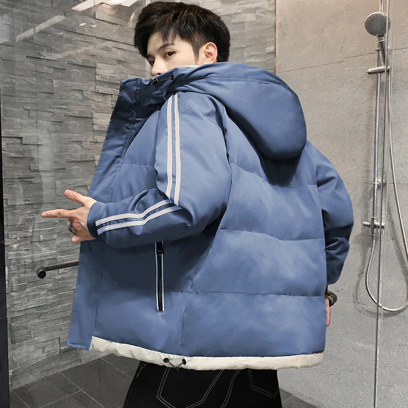 Мужская куртка с капюшоном и черная теплая парка уличная одежда на молнии