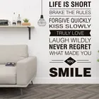 Виниловые обои с креативным дизайном Life Is Short Наклейка на стену с цитатами для домашнего декора комнаты, с вдохновляющими словами, тексты, офисные переводки, обои 3A81