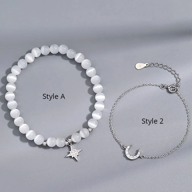 

Браслет женский двойной из серебра 925 пробы, с опалом и звездой