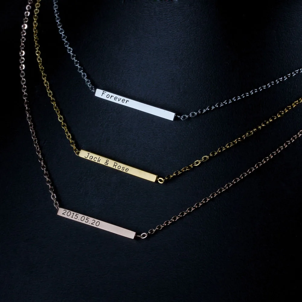 Нержавеющая сталь Пользовательские Выгравировать бар Цепочки и ожерелья с