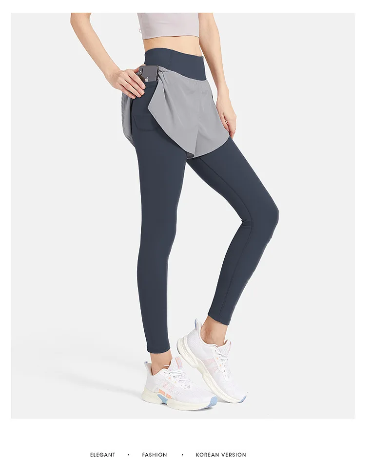 

High Waist Gym Leggings Yoga Pants Fitness Sports Women Nine-Point Loose Running Beam Feet Quick-Dry Stretch High Waist