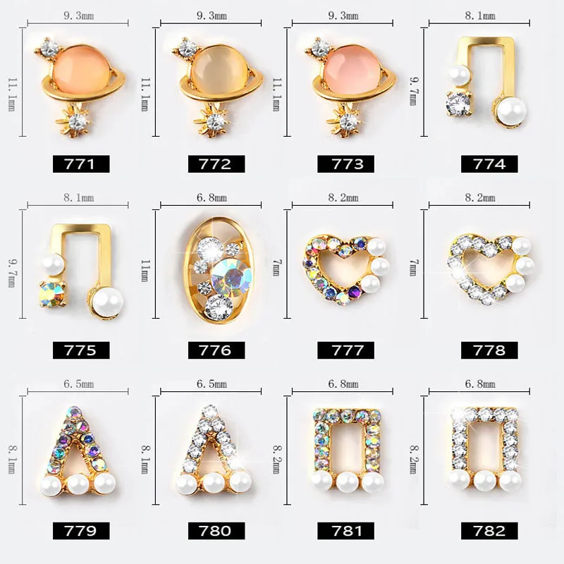 

10pcs Crystal AB Glitter Nail Art Rhinestones 3d Hollow Metal Studs Star Heart Triangle Diamond Jewelry Japanese Charm Decora