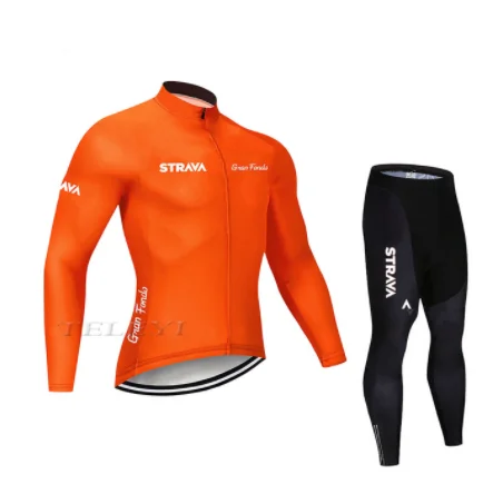 Long sleeve suit STRAVA road bike team 9D cojin de equitacion traje de primavera y otono camisa de manga larga jersey - Цвет: Long sleeve suit