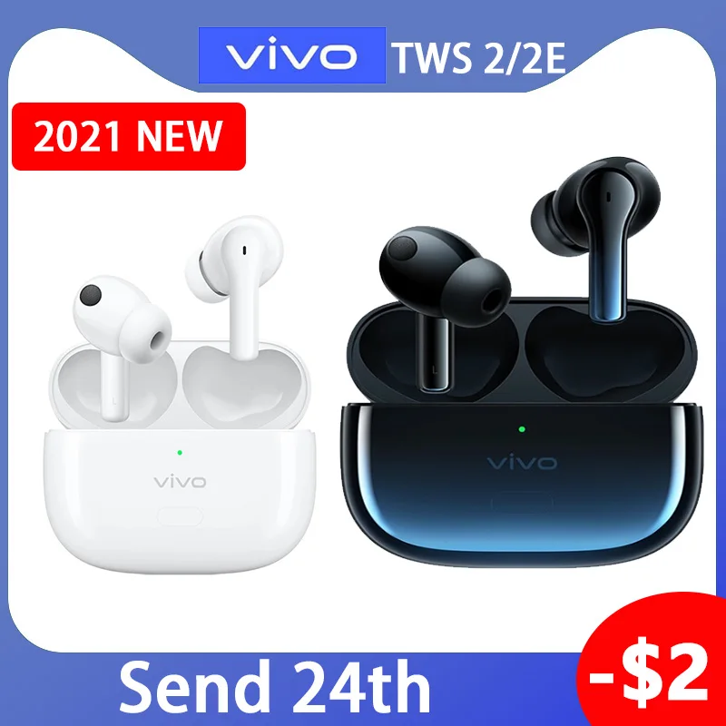 Наушники вкладыши ViVO TWS 2 2E беспроводная гарнитура Bluetooth QCC Neo 14 мм IP54 X50 X30 Pro iqoo Nex 3 U3x