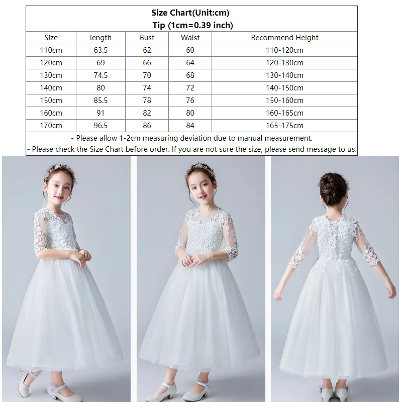 

Kids Dresses Teenage White Wedding Party Dress Lace Girl Dress Casual Children Clothing Spring Autumn Princess Dress 6 8 10 12