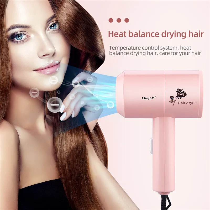 

CkeyiN Mini Portable Hair Dryer Household Low Noise Air Dryer Temperature Adjustable Hairdressing Salon Hair Styling Blow Dryer