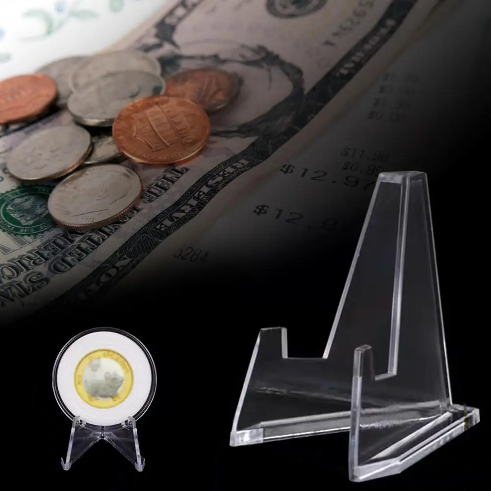12 шт. акриловая подставка Дисплей Стенд монета дисплей Мольберт Держатель для