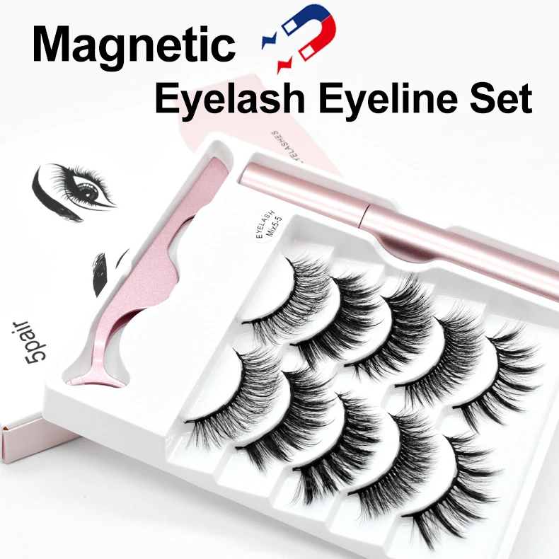 5 пары/компл. магнитные накладные ресницы натуральные густые ручной работы без