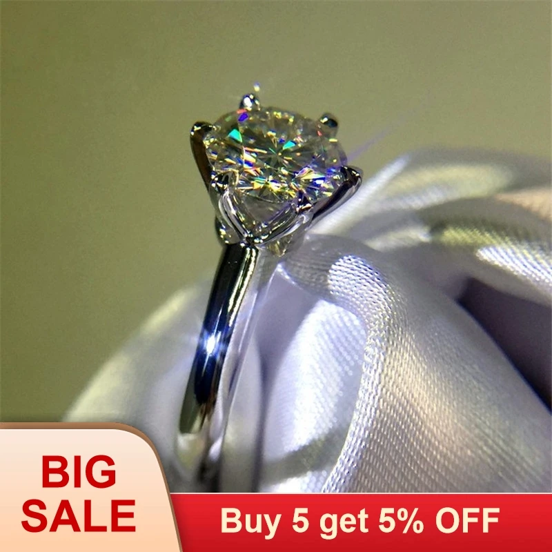 Кольцо-солитер,, одноцветная 925 пробы, Серебряное ювелирное изделие, 1.5ct, Sona AAAAA, циркон, Cz, обручальное кольцо, кольца для женщин