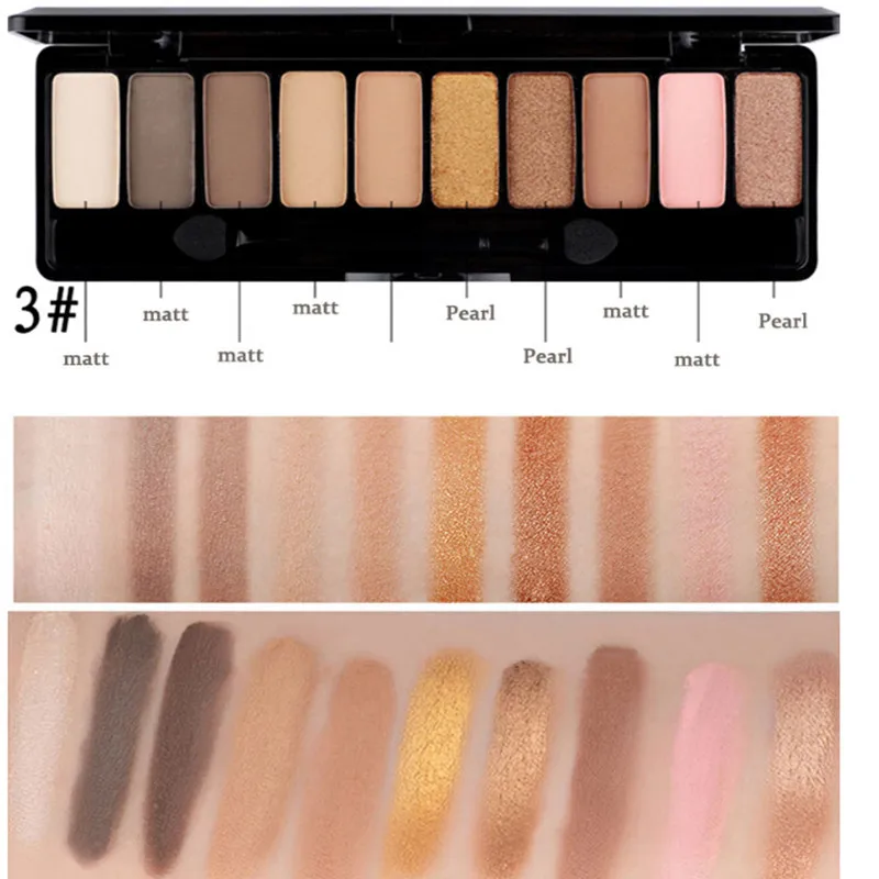 3 10 Colors Pressed Eye Shadow Palette Matte Shimmer Glitter Eyeshadow Makeup Palette Nude Eye Shadow Powder Make Up - Цвет: 3
