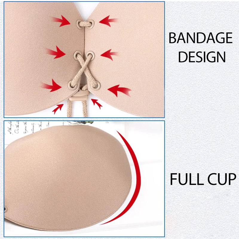 Бюстгальтер силиконовый с чашками пуш-ап и открытой спиной без бретелек | Женская