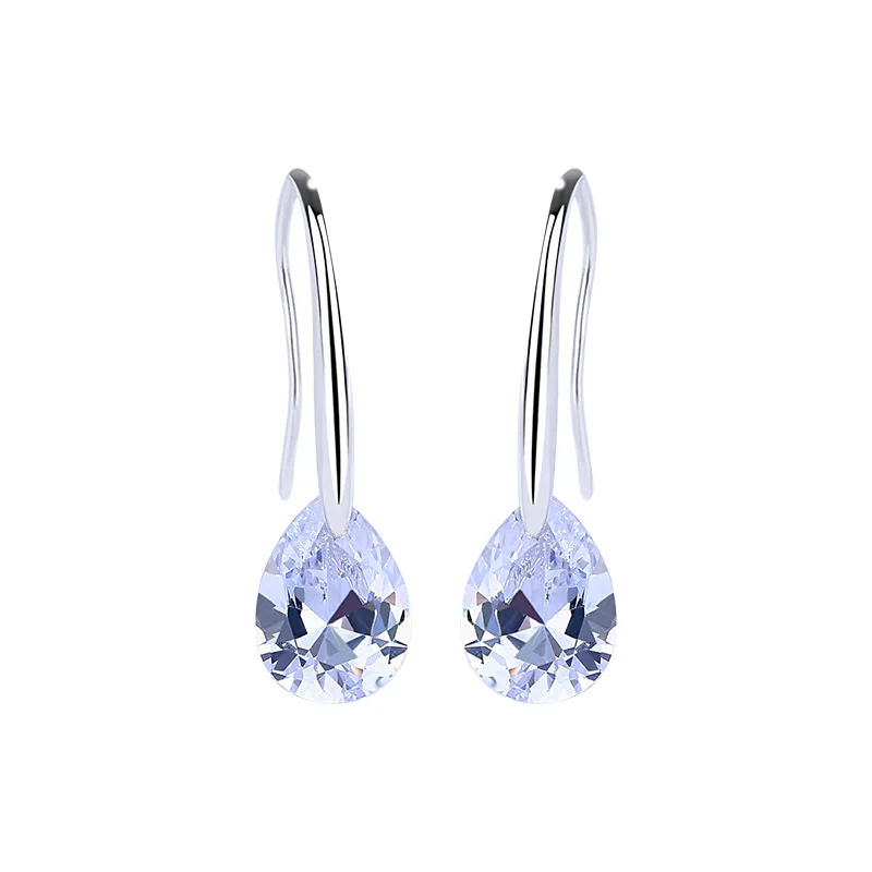 

Fashion S925 sterling silver female Korean version simple temperament zircon earrings drop Ear Studs Jewellery silverware