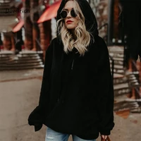 thick winter hooded sweatshirts faux lamb wool top women pockets long sleeved looser outerwear plus size hooded women clothing