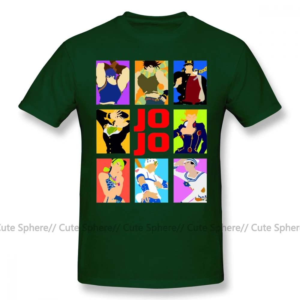 Dark Green Jojo причудливая футболка Jojo S причудливая футболка с коротким рукавом летняя футболка забавная графическая 5x100 Хлопковая мужская футболка - Цвет: Dark Green