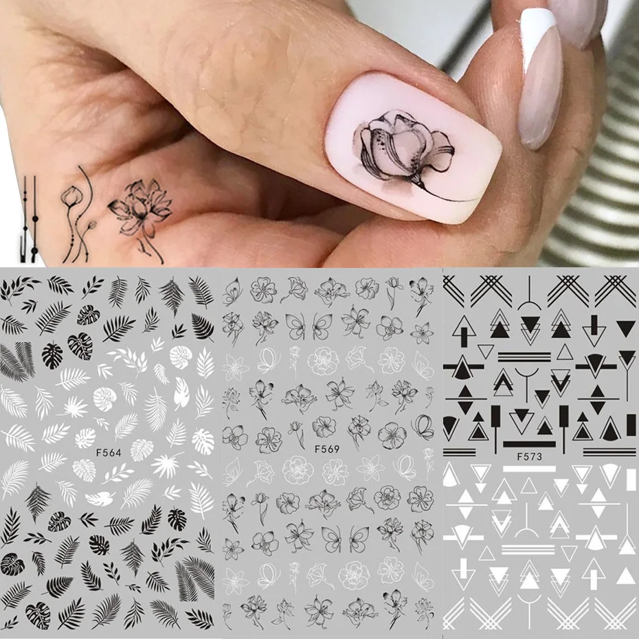 Летние дизайнерские Лазерная 3D клеящиеся ногти передачи стикеры наклейки с