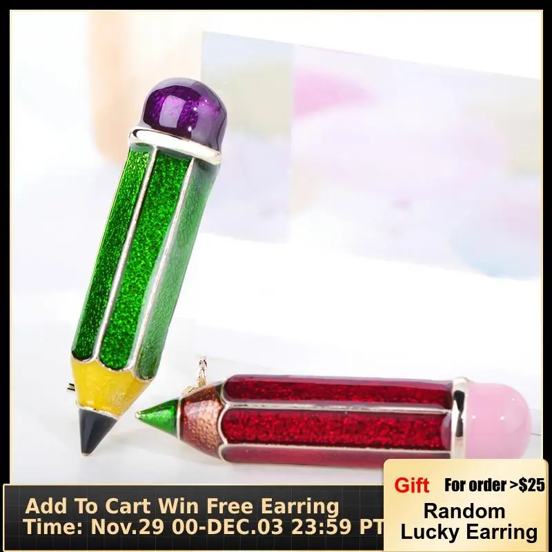 Blucome милые карандашные Броши золотого цвета эмалированные канцелярские