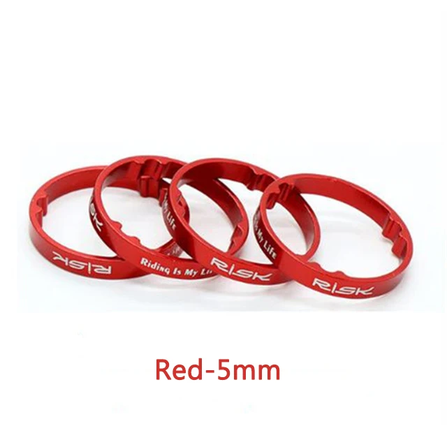 5mm- Red 4 шт., риск 5 мм/10 мм, алюминиевая велосипедная гарнитура, передняя вилка, шайбы MTB, горная дорога, велосипед, мертвые мухи, полый, легкий, шток, прокладки - Цвет: 5mm- Red