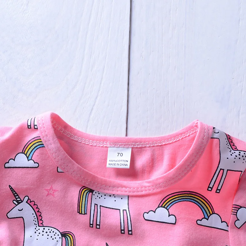 Комплект летней одежды из 2 предметов для маленьких девочек Милая футболка Топы +