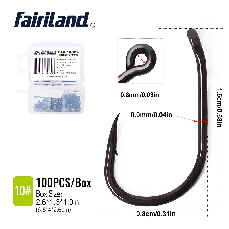 TFSH K10 100 PCS 100 шт./лот, TFSH-K, матовые, черные, с тефлоновым покрытием, крючки для ловли карпа 2#4#6#8#10#, острые Крючки, клюв, колючие рыболовные крючки с коробкой, 50 шт - Цвет: TFSH K10 100 PCS