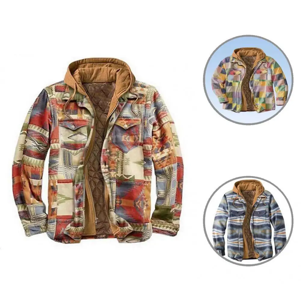 

Men Coat Popular Autumn Winter Pockets Loose Drawstring Jacket for Working Coat Men Coat