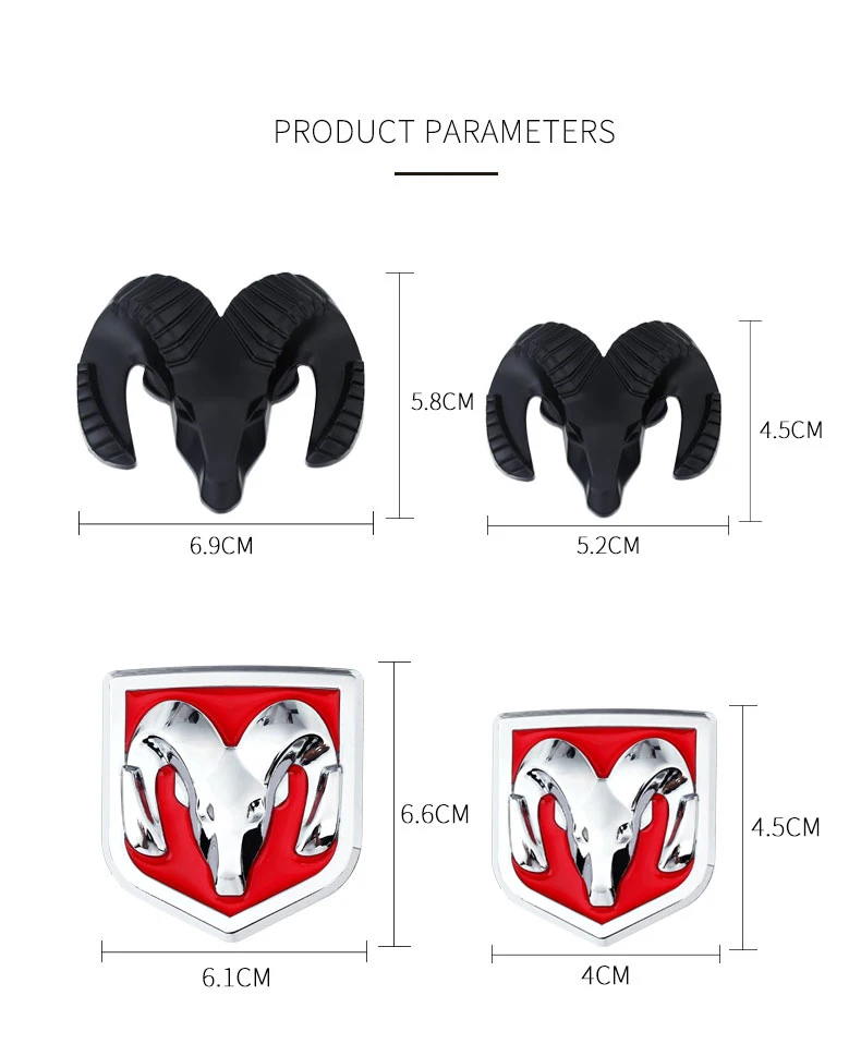3D металлические наклейки с головой ОЗУ для Dodge Ram 1500 Challenger Калибр зарядное